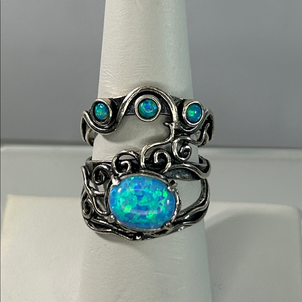 NWT Vintage Design Passage To Israel Sterling Silver Synthetic Opal Ring